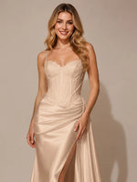 Silk-like Prom Dress with Appliques