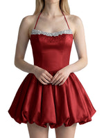 Beading Bubble Hem Mini Dress 