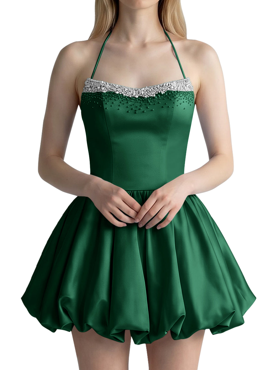 Beading Bubble Hem Mini Dress 