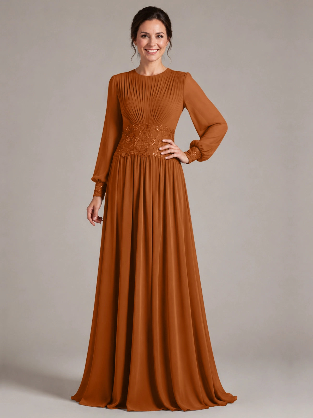 Chiffon Mother of the Bride Dress with Jewel Neckline 