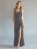 Velvet Bridesmaid Dress with Slit 