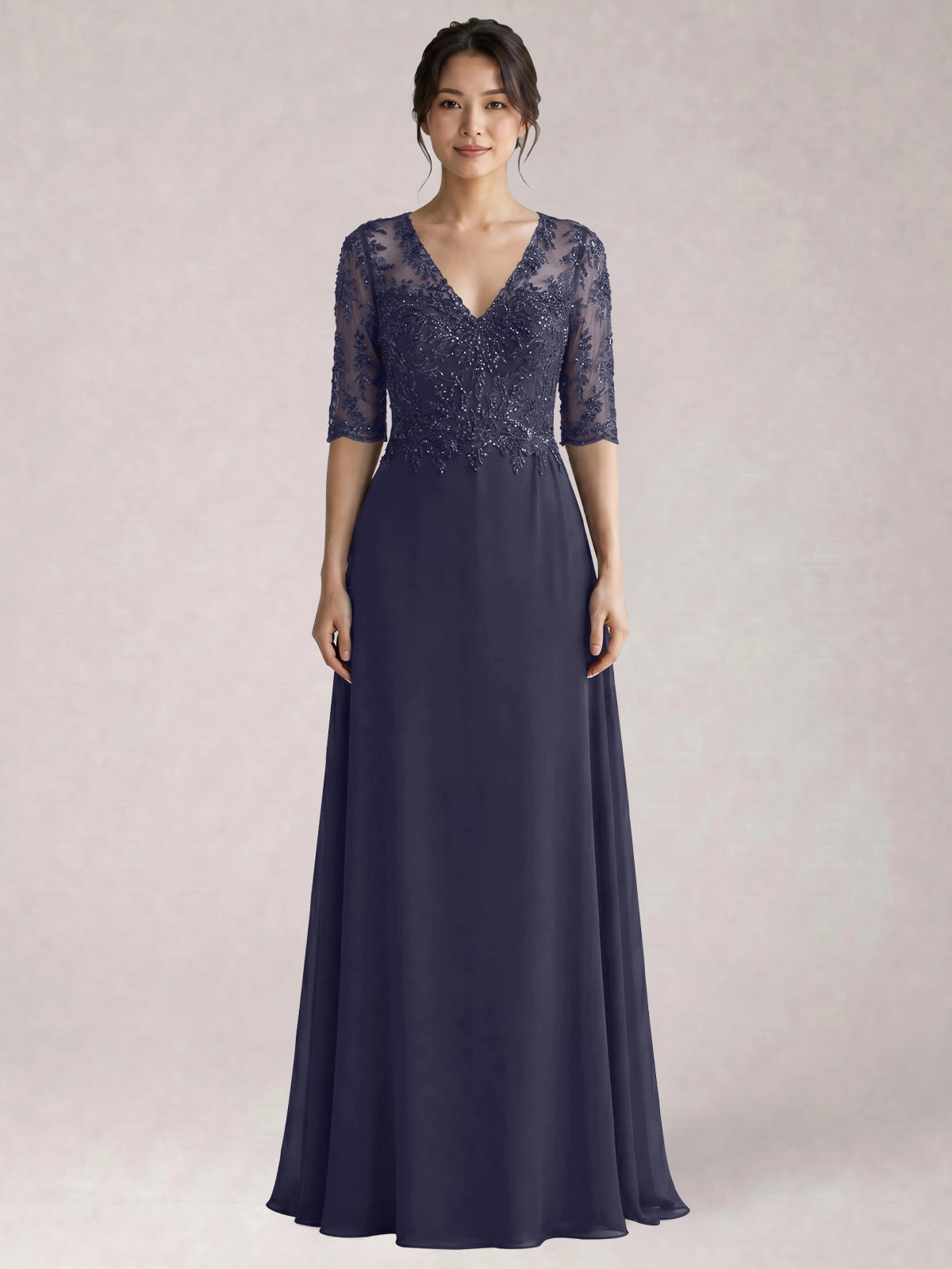 Lace Mother of the Bride Dress with Half Sleeves