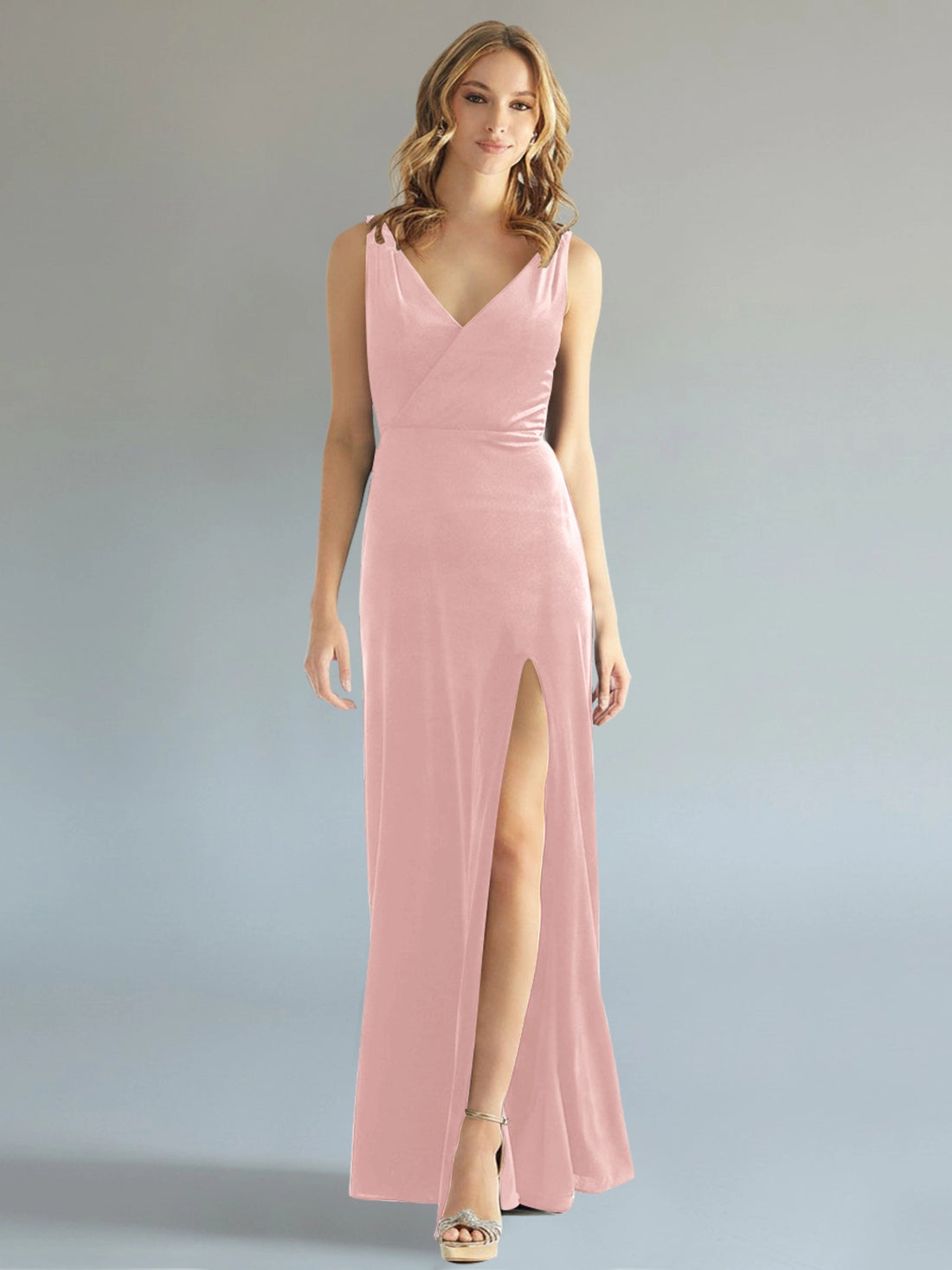 Velvet Bridesmaid Dress with Slit 