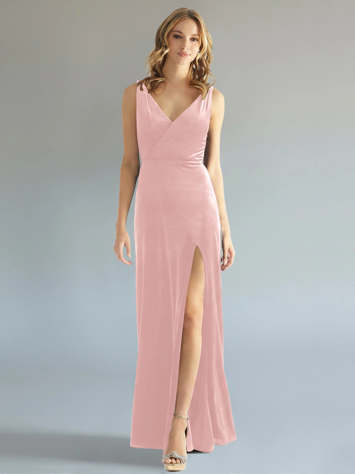 Velvet Bridesmaid Dress with Slit 