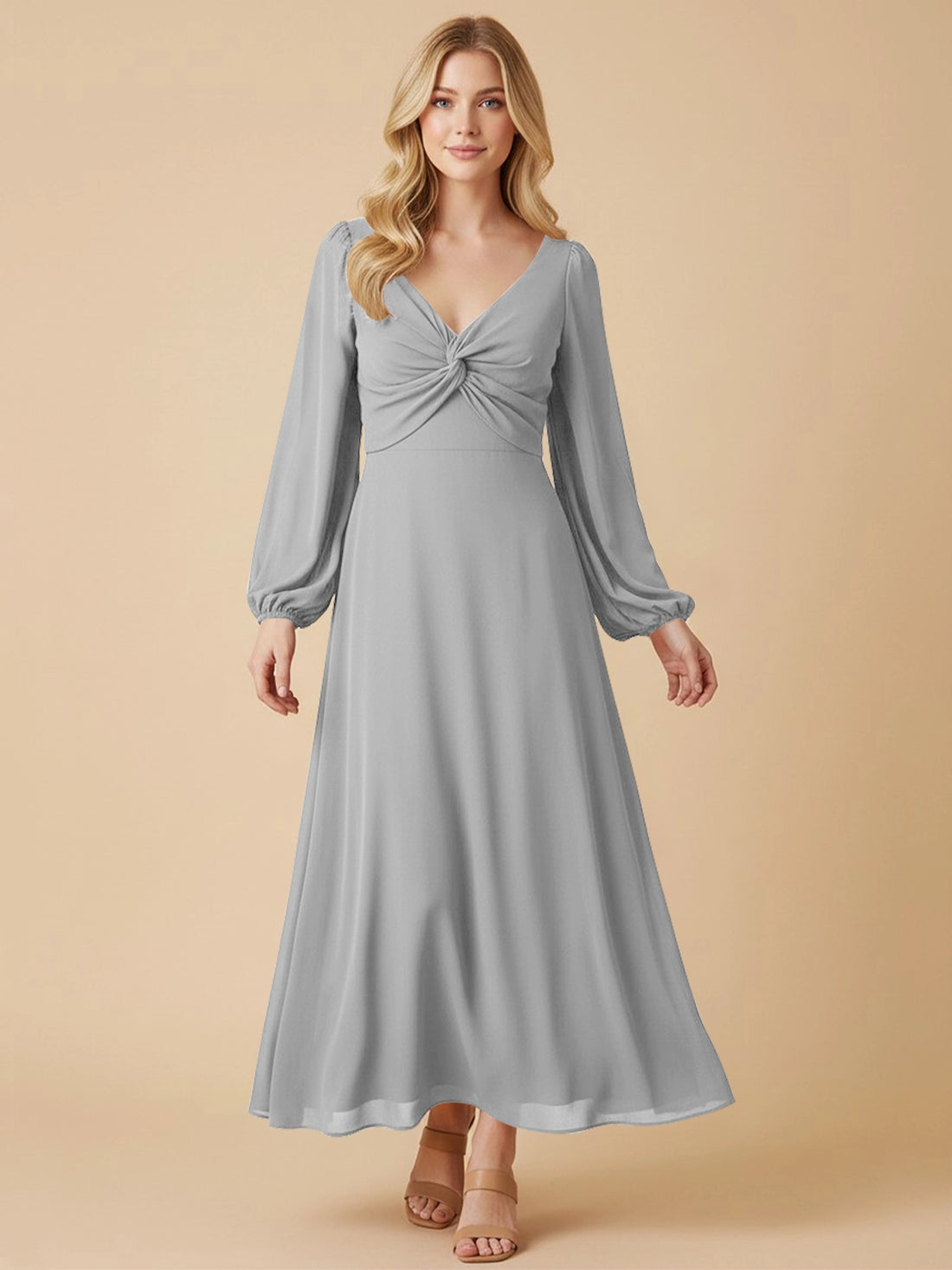 A-line Bridesmaid Dress with Long Sleeves 