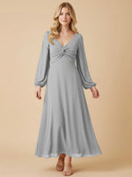 A-line Bridesmaid Dress with Long Sleeves 