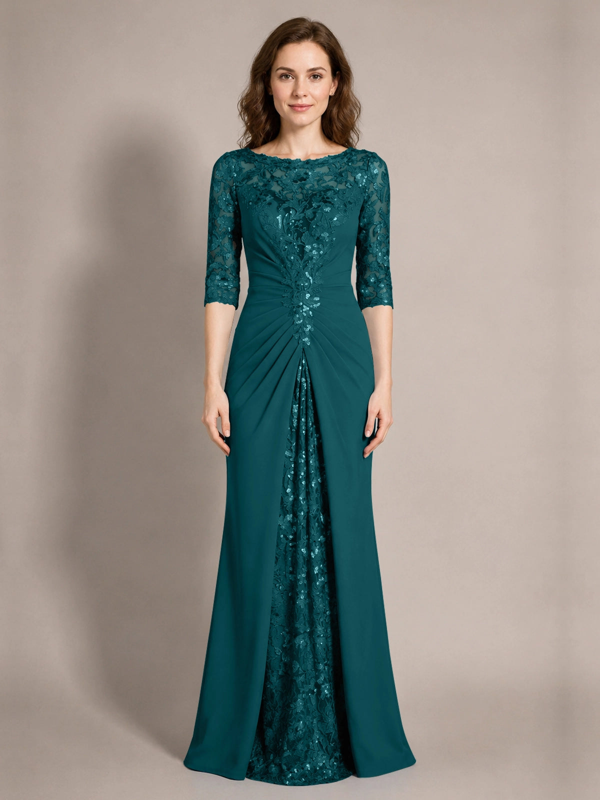 Lace Mother of the Bride Dress with Applique 