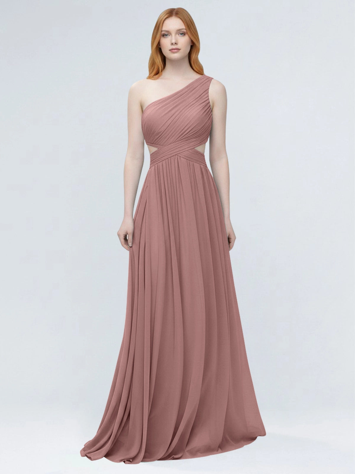 One-Shoulder Side Cut-Out Bridesmaid Dress 