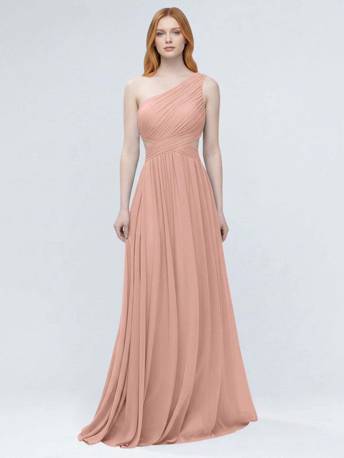 One-Shoulder Side Cut-Out Bridesmaid Dress 