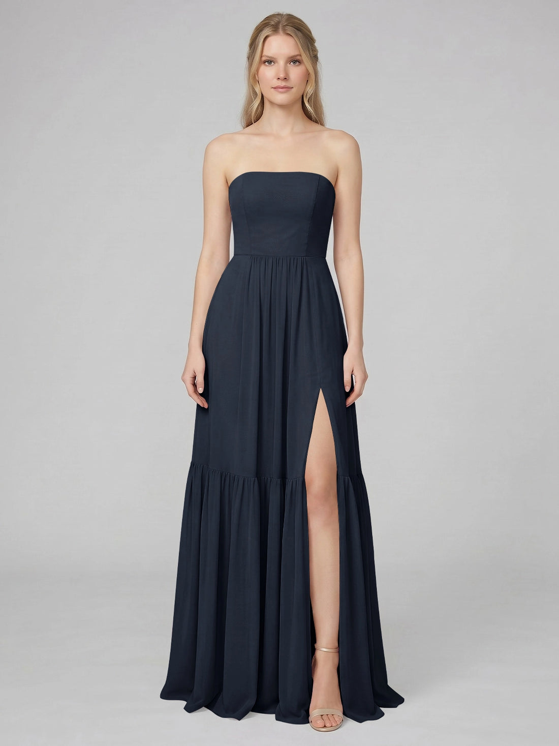 Strapless Bridesmaid Dress with Slit 