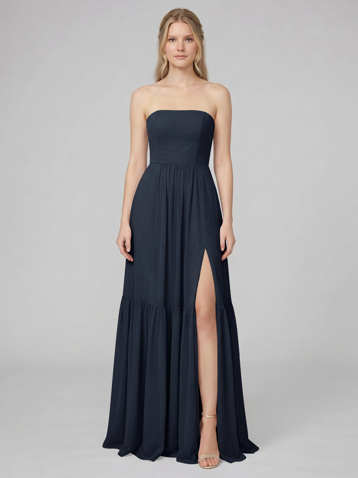 Strapless Bridesmaid Dress with Slit 