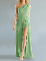 One-Shoulder Bridesmaid Dress with Slit