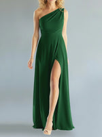 One-Shoulder Bridesmaid Dress with Slit