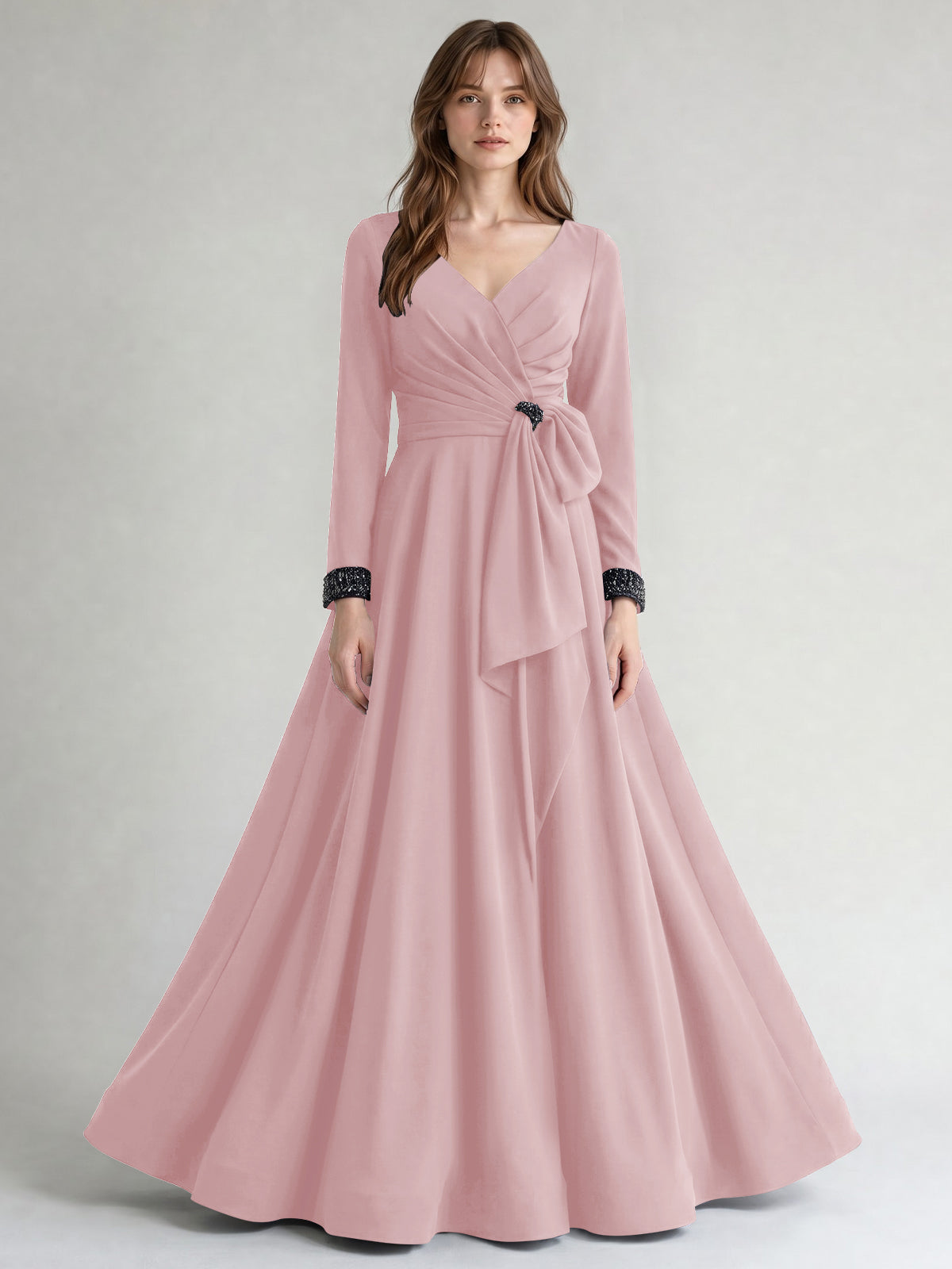 Stretch Satin Mother of the Bride Dress with Crystal