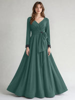 Stretch Satin Mother of the Bride Dress with Crystal