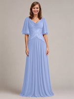 Cowl Neck Mother of the Bride Dress with Applique 