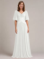 Cowl Neck Mother of the Bride Dress with Applique 