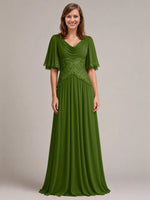 Cowl Neck Mother of the Bride Dress with Applique 