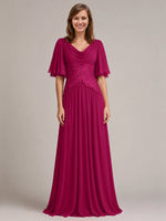 Cowl Neck Mother of the Bride Dress with Applique 