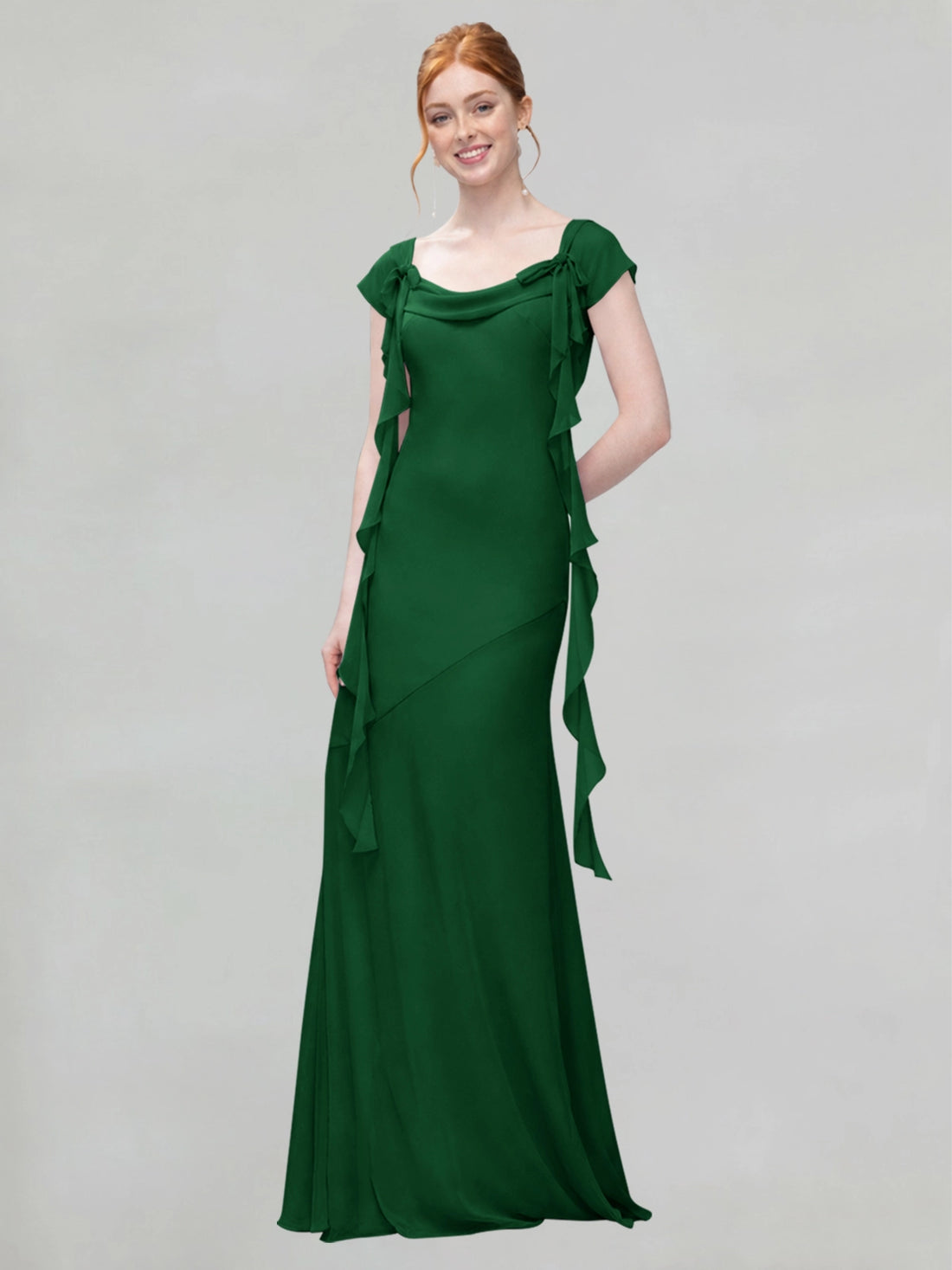 Flowy Ruffle Sheath Bridesmaid Dress 