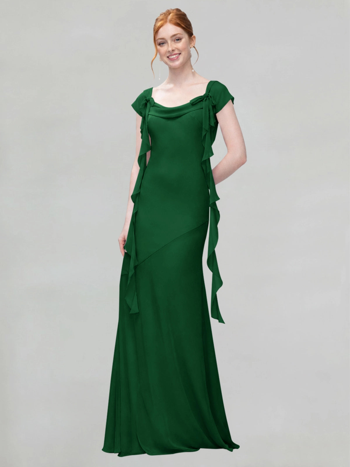 Flowy Ruffle Sheath Bridesmaid Dress 