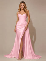 Silk-like Prom Dress with Appliques