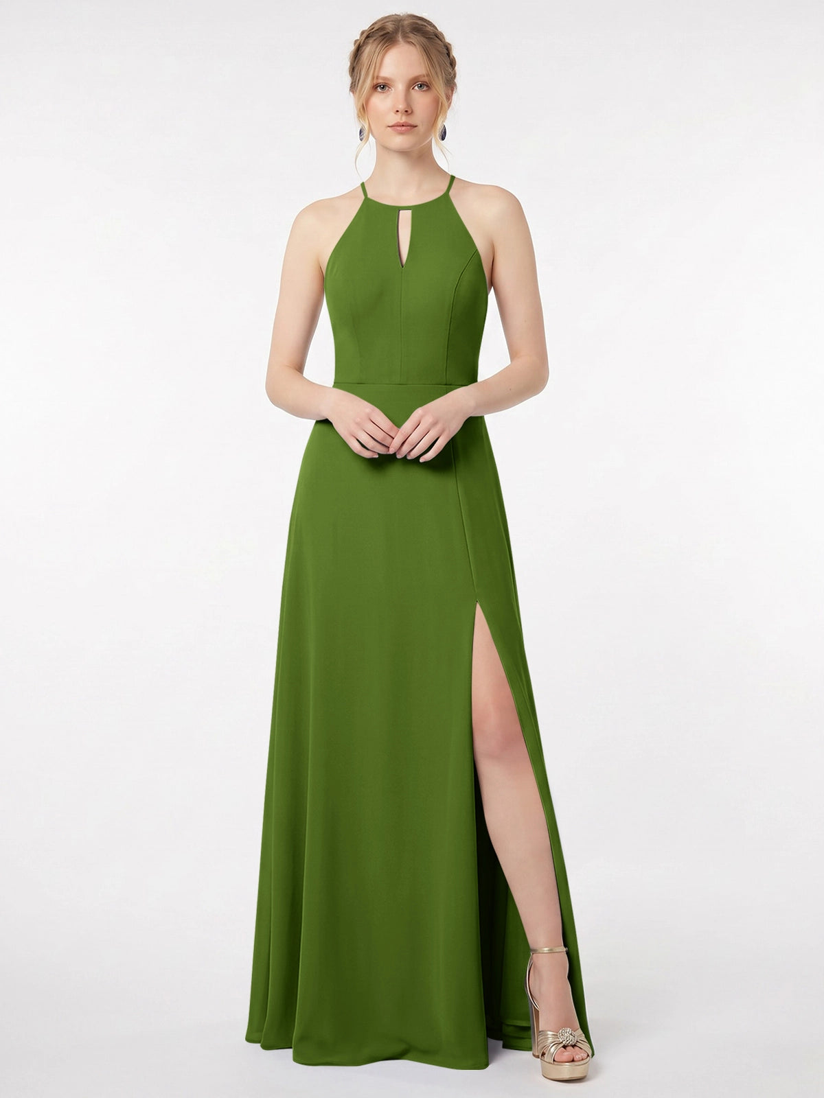 Chiffon Bridesmaid Dress with Halter 