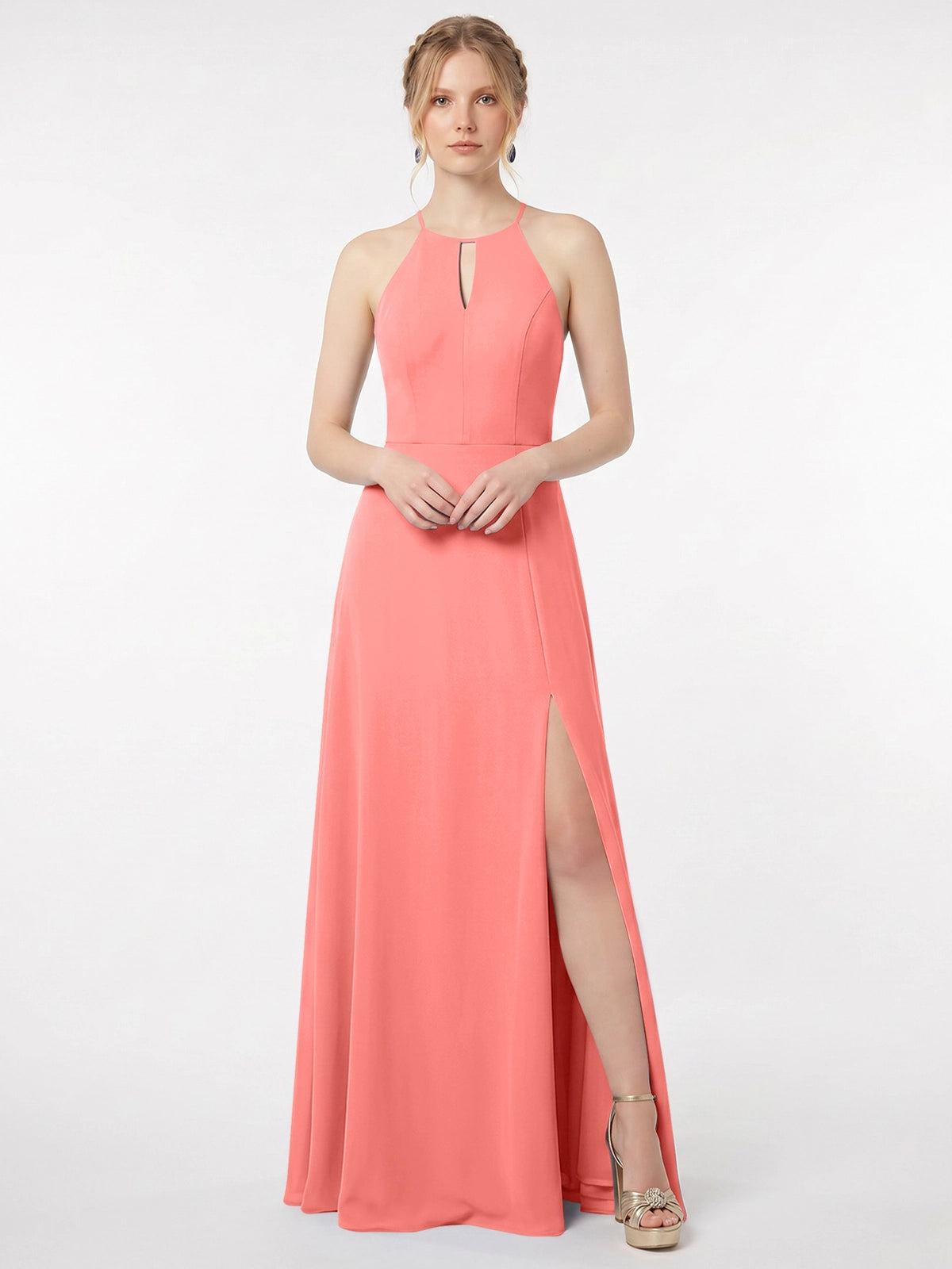 Chiffon Bridesmaid Dress with Halter 