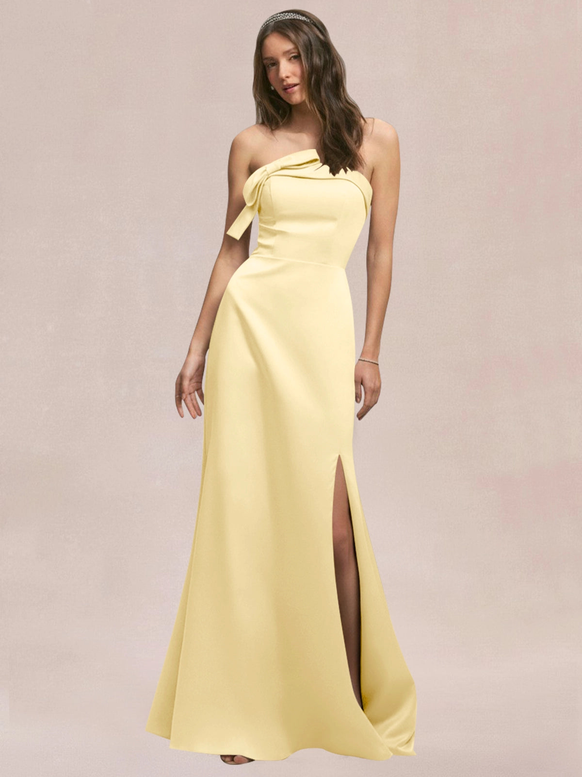 Satin Bow Accent Bridesmaid Dress 