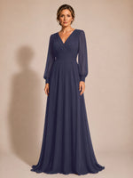 Chiffon Mother of the Bride Dress with Long Sleeves 