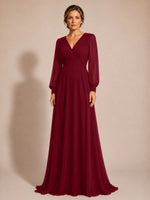 Chiffon Mother of the Bride Dress with Long Sleeves 