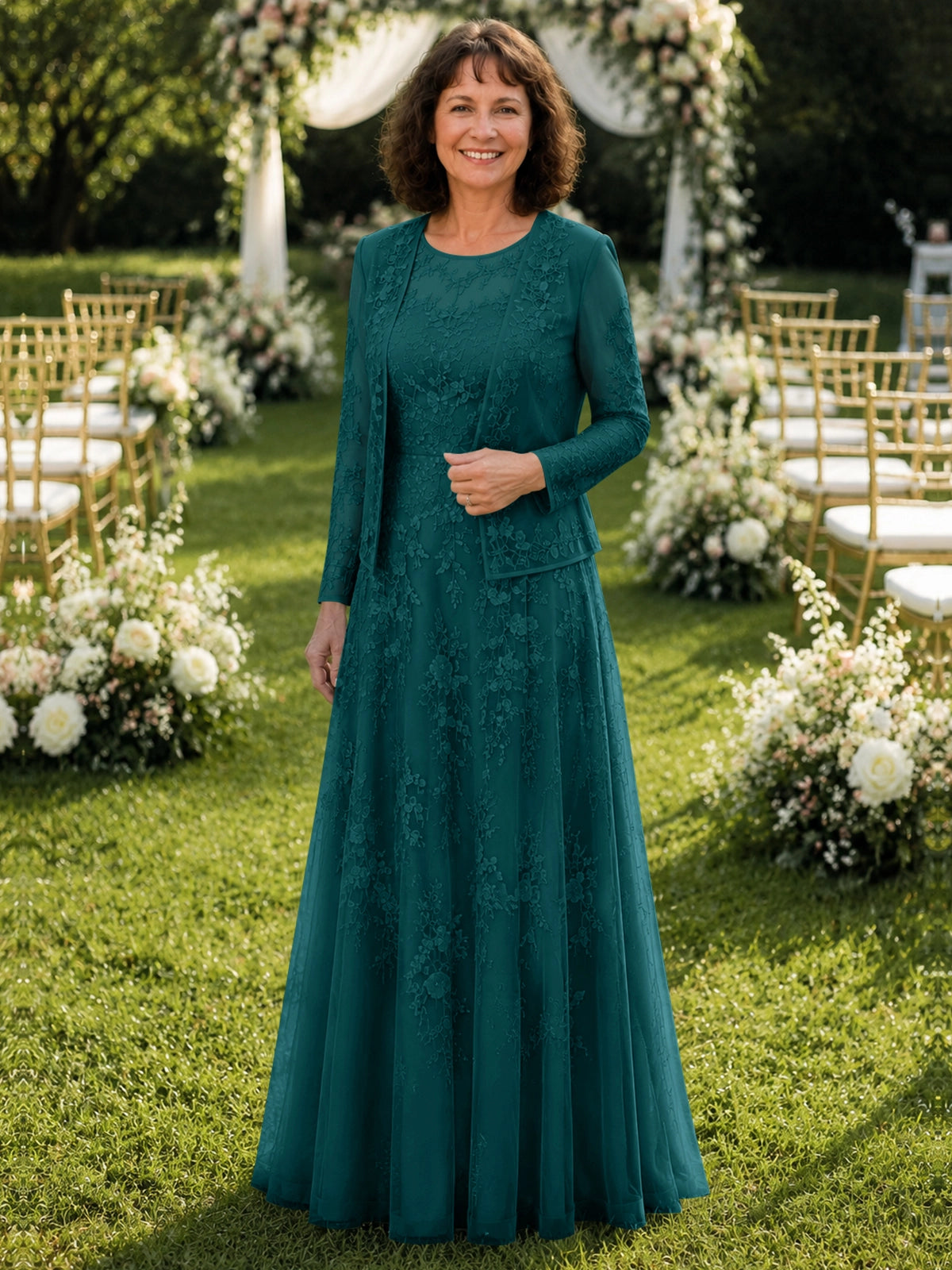 A-line Mother of the Bride Dress with Lace 