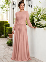 Chiffon Mother of the Bride Dress with Jewel Neckline 