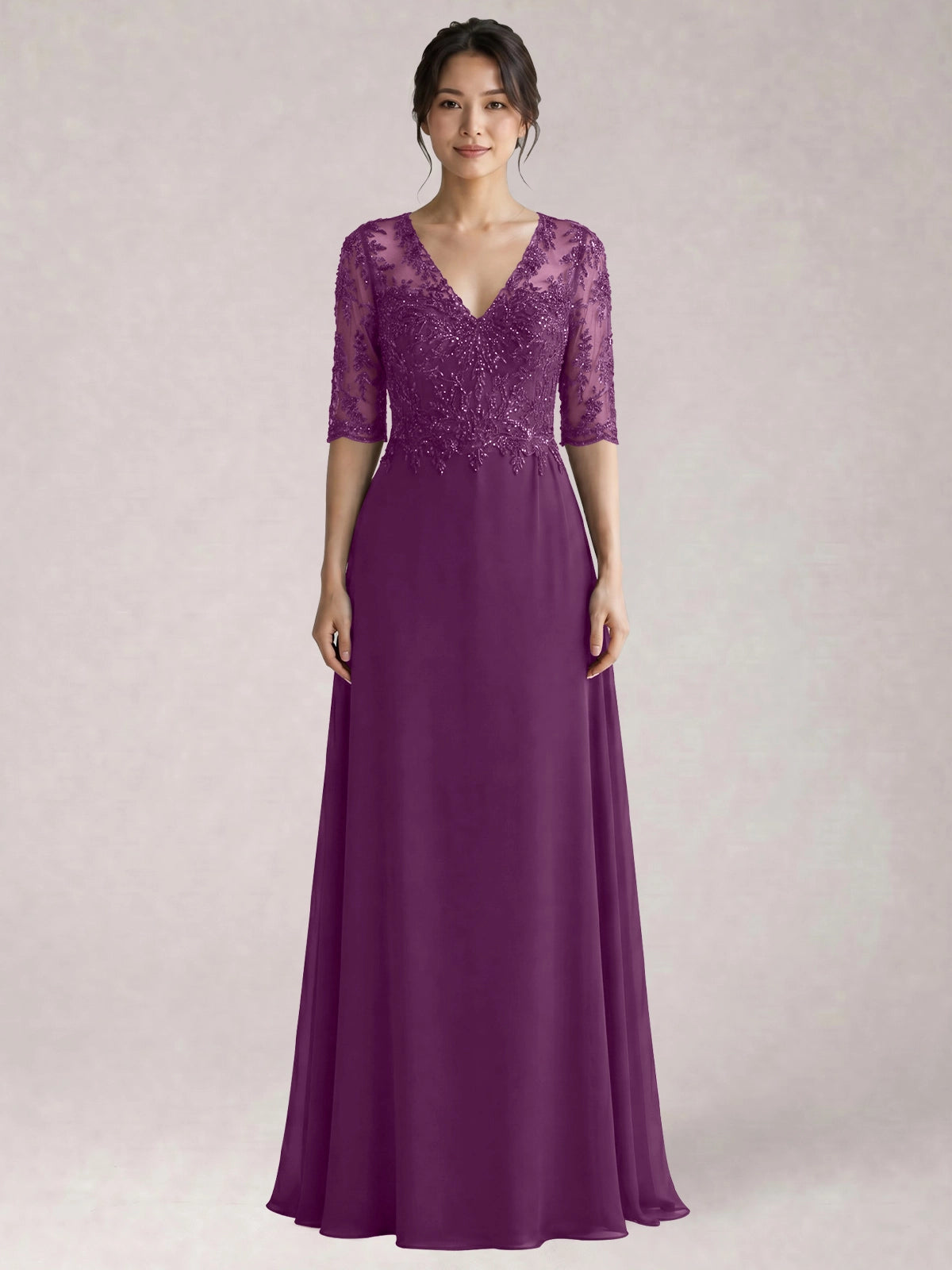Lace Mother of the Bride Dress with Half Sleeves