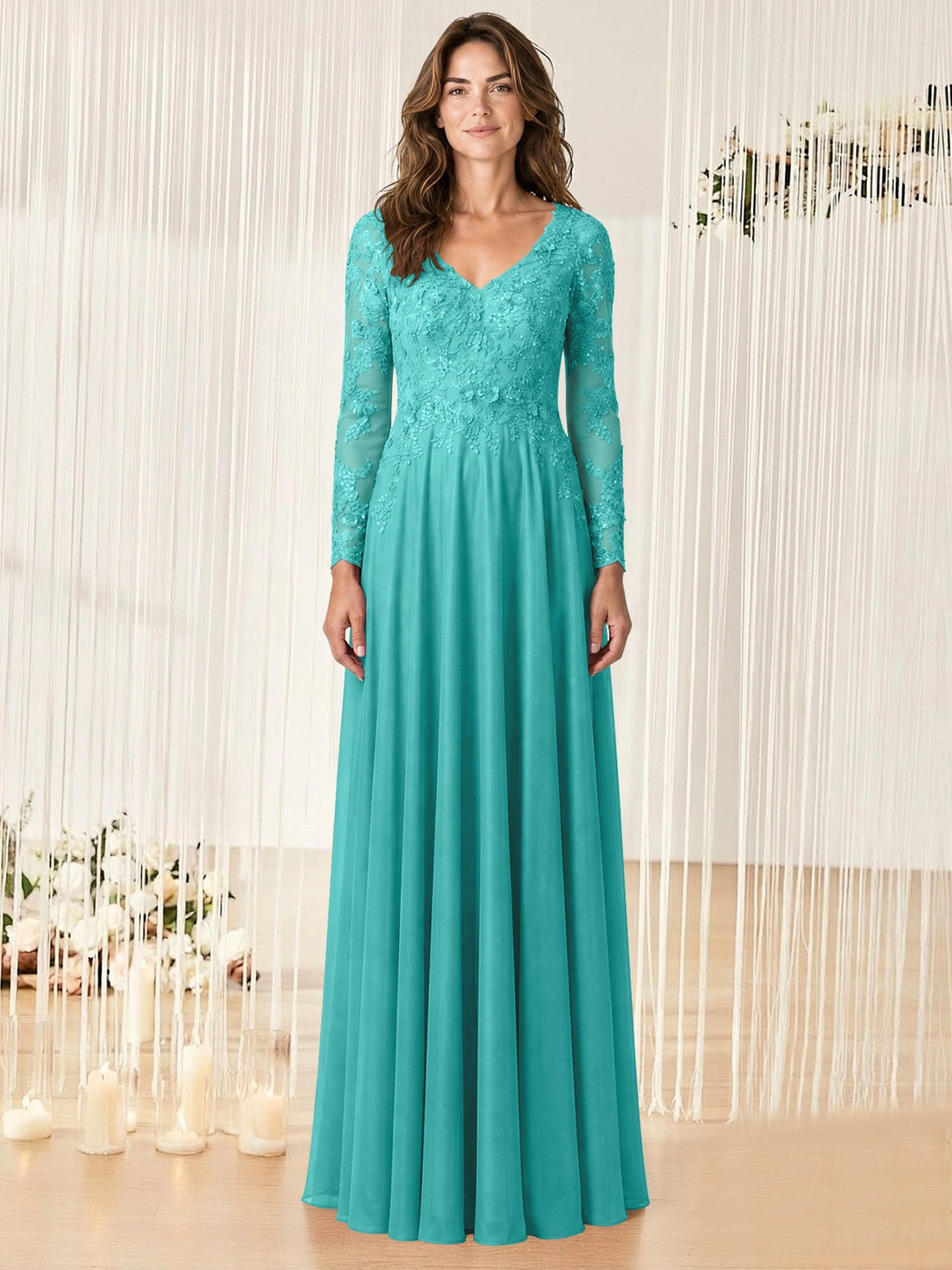 A-line Mother of the Bride Dress with Appliques