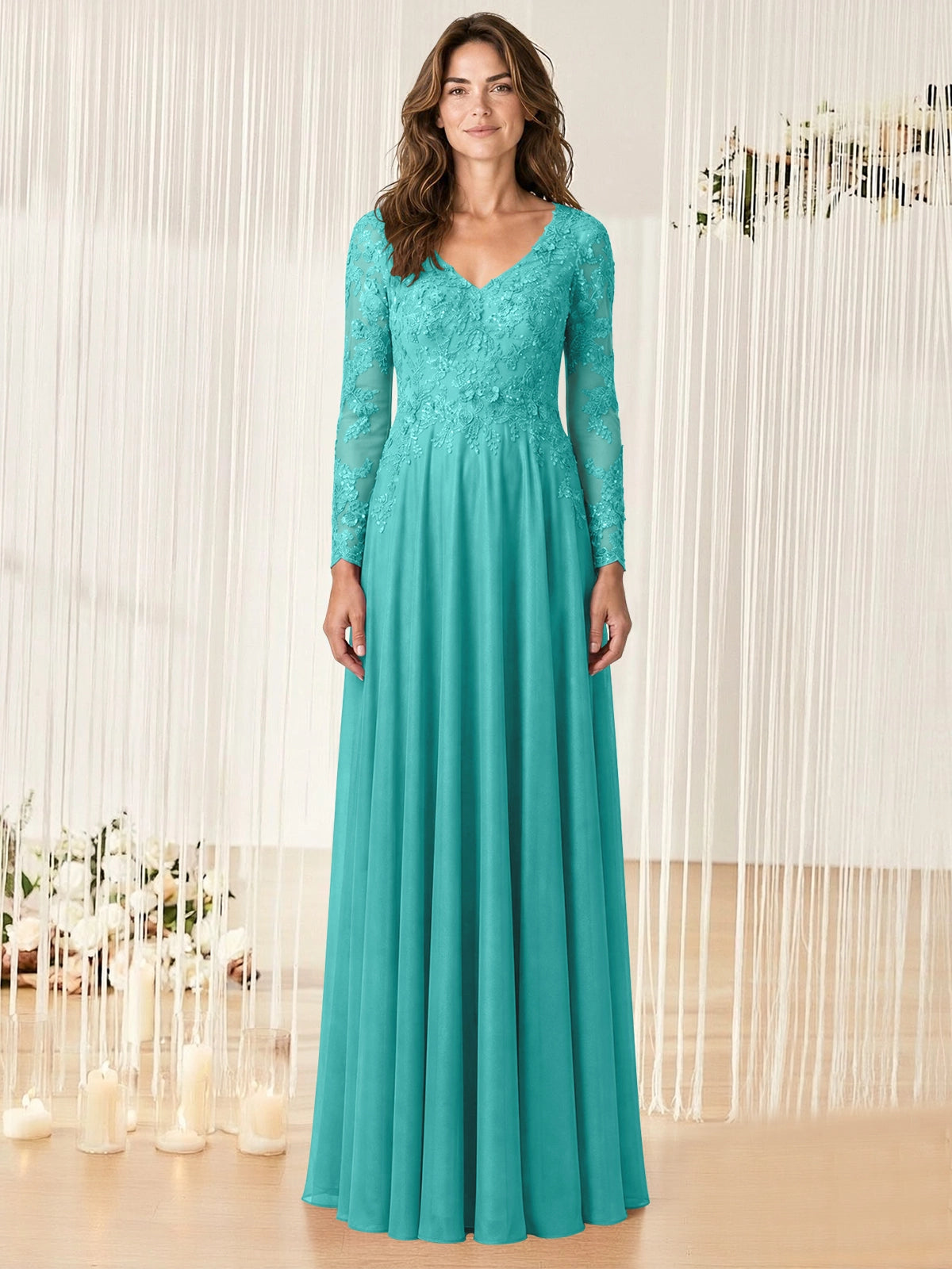 A-line Mother of the Bride Dress with Appliques