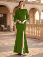 Chiffon Mother of the Bride Dress with 3/4 Sleeves