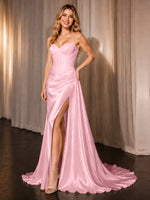 Silk-like Prom Dress with Appliques