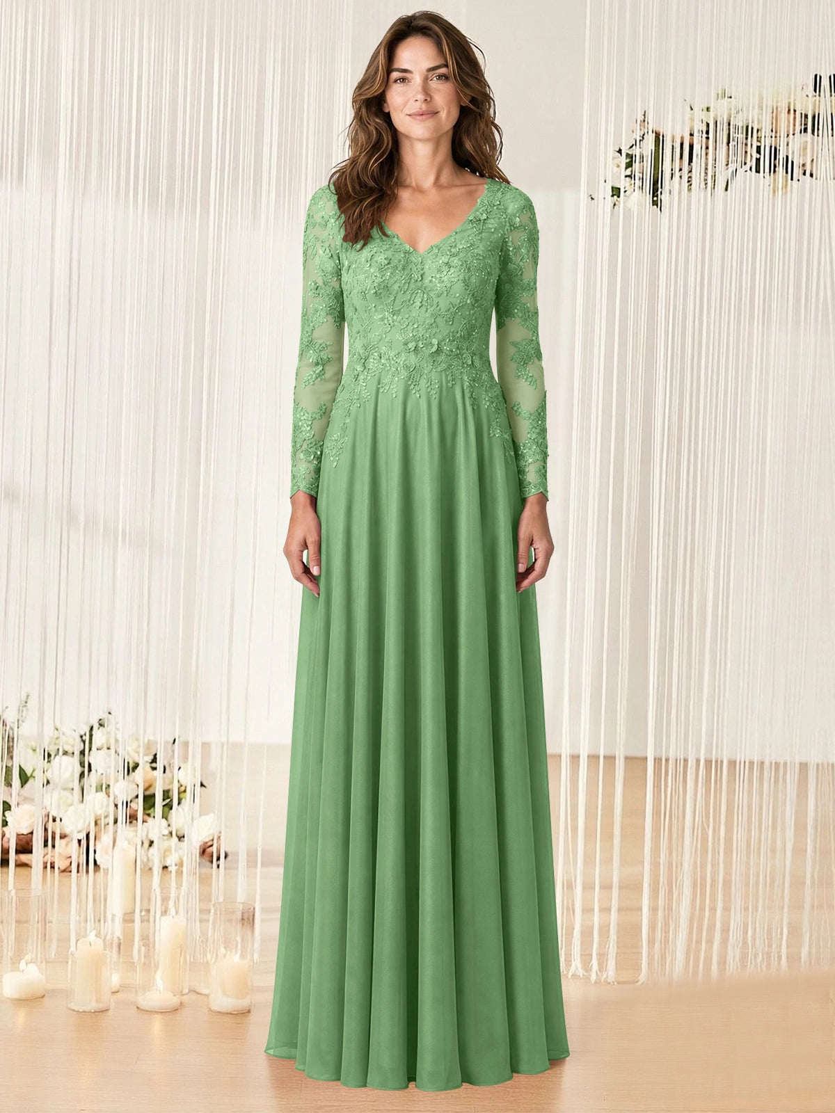 A-line Mother of the Bride Dress with Appliques