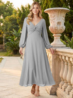 A-line Bridesmaid Dress with Long Sleeves 