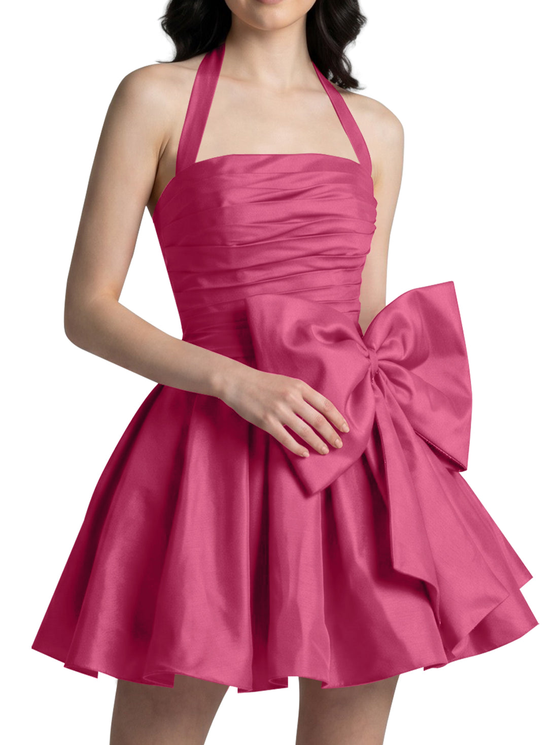 Halter Oversized Bow Mini Dress 