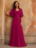 Cowl Neck Mother of the Bride Dress with Applique 