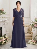 Lace Mother of the Bride Dress with Half Sleeves