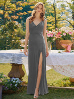 Velvet Bridesmaid Dress with Slit 