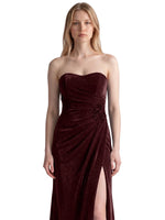 Velvet Prom Dress with Beaded Applique 