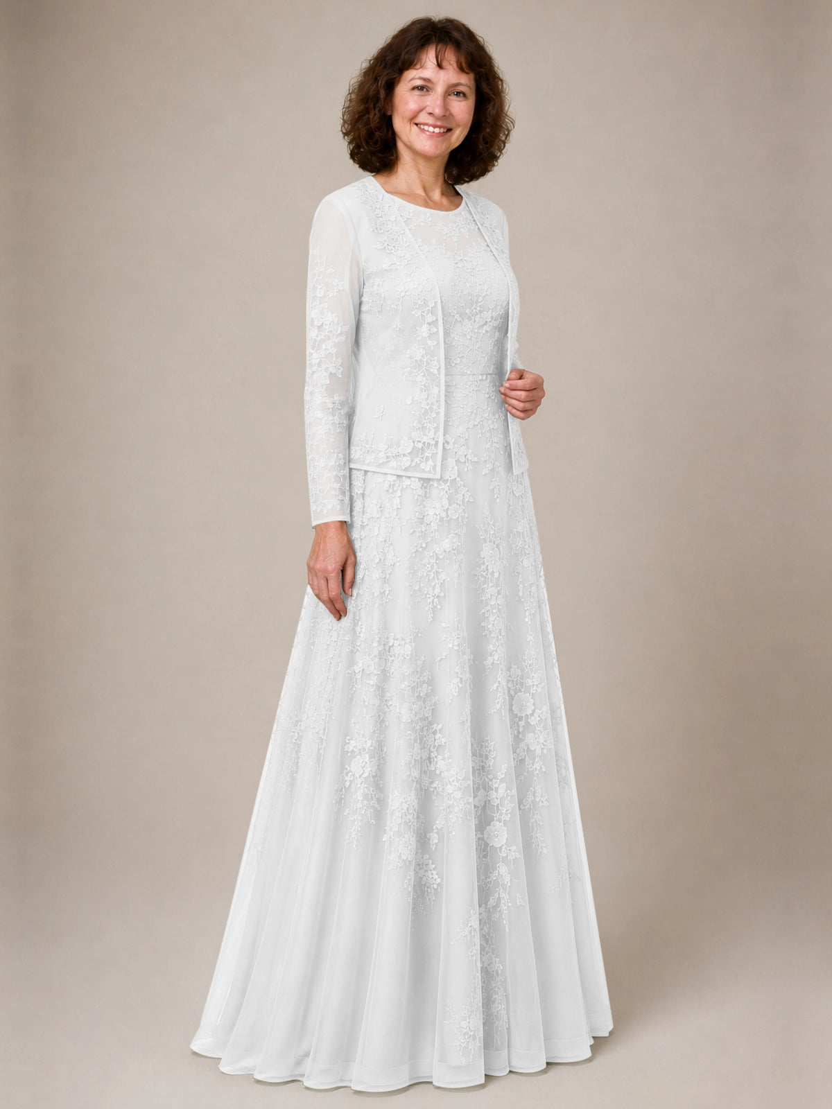 A-line Mother of the Bride Dress with Lace 
