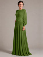Chiffon Mother of the Bride Dress with Jewel Neckline 