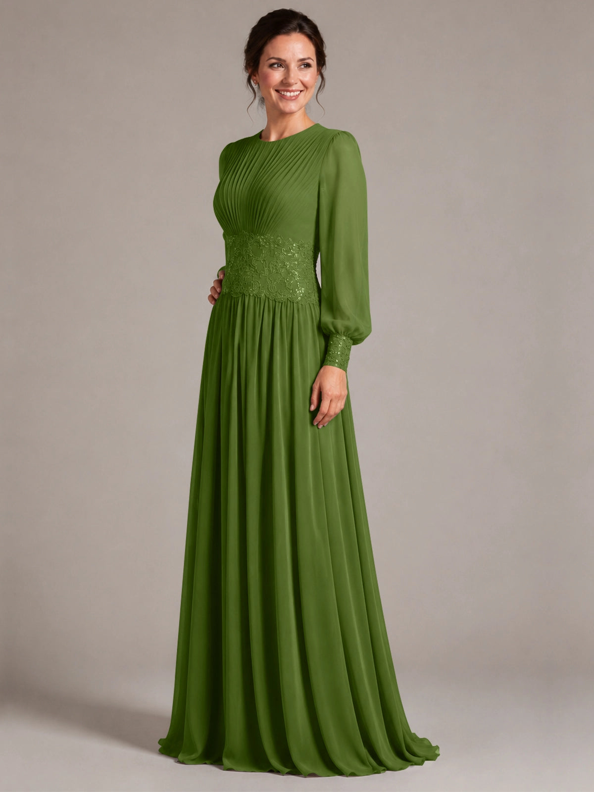 Chiffon Mother of the Bride Dress with Jewel Neckline 