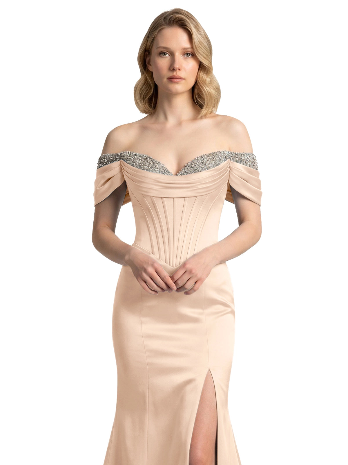 Corset Beaded Trumpet Prom Dress 