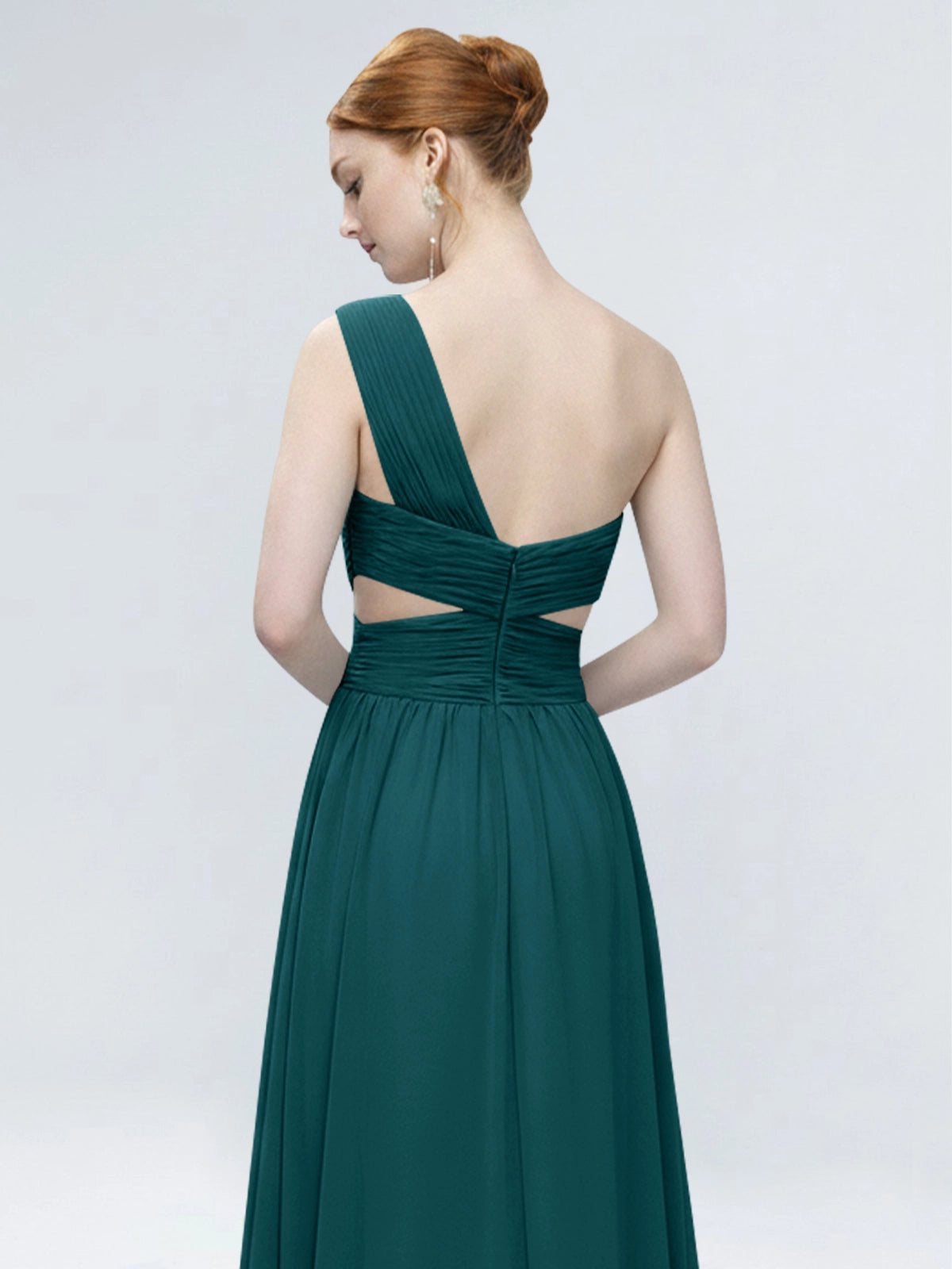 One-Shoulder Side Cut-Out Bridesmaid Dress 